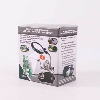Taffware Alat Pegangan Solder Helping Hand LED Kaca Pembesar 3.5X - TE-801 - Black — gambar 5