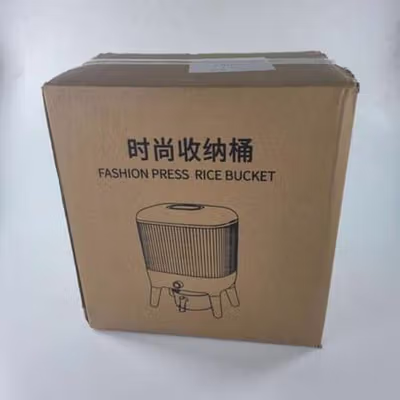 TaffHOME Tempat Beras Dispenser Rice Box Container Insect Proof 10kg - DK32 - White/Gold — gambar 5