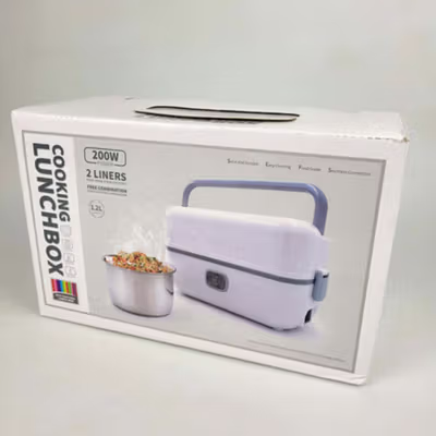 ANYTRP Kotak Makan Pemanas Elektrik Single Layer Lunch Box 2 Bowl 1.2L - DFH-C01 - White — gambar 5