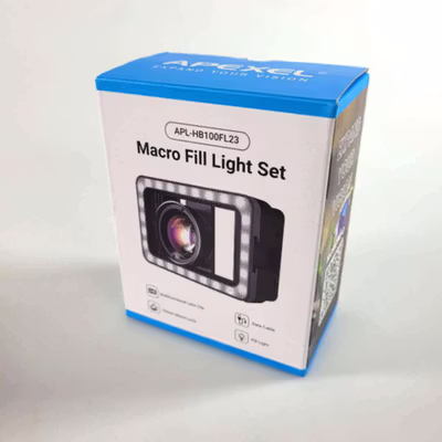 APEXEL Lensa Kamera HP 2 in 1 Macro Lens with LED Fill Light - APL-HB100FL23 - Black — gambar 5