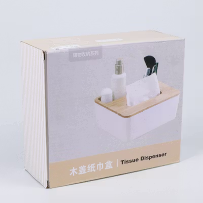 TaffHOME Tempat Tisu Kayu Multifungsi with Smartphone Remote Holder - ZJ004 - White — gambar 5