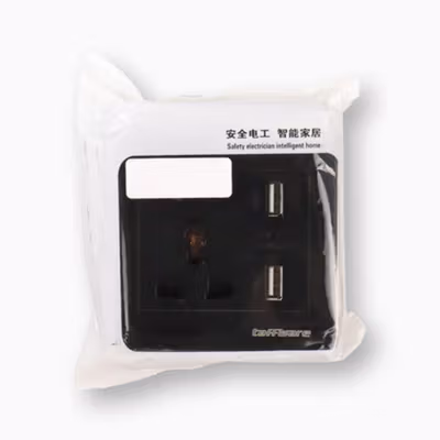 TaffHOME Stop Kontak Universal Socket UK EU US dan 2 Port USB 2.1A - Y1-001 - Black — gambar 5