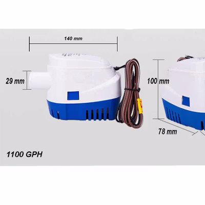BUYREADY Pompa Air Auto Bilge Pump Submersible 12V 1100 GPH - HYBP1 - White — gambar 5