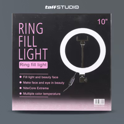 TaffSTUDIO Lampu Ring Light LED 3in1 Color Phone Holder 25.4cm 10W - QX-260 - Black — gambar 5