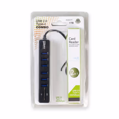 Card Reader 8in1 USB 2.0 USB Hub USB 2.0 MicroSD SD TF Card - CB220602 - Black — gambar 5