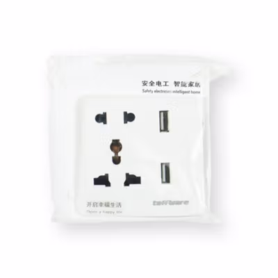 Taffware Stop Kontak Dinding Universal UK EU US dan 2 USB Port - ATH1 - White — gambar 5