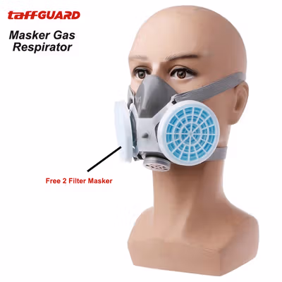 TaffGUARD Masker Gas Respirator Half Face with Activated Carbon Filter - 8006 - No Color — gambar 5