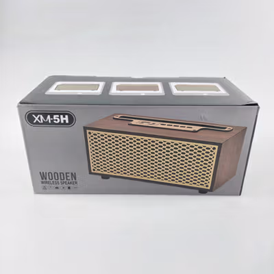 MOMO Portable Wireless Speaker Vintage Wood Bluetooth 5.0 1200mAh - XM-5H - Coffee — gambar 5