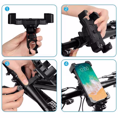 UNTM Holder HP Sepeda 360 Rotation Quick Release Bicycle Phone Holder - UN-11 - Black — gambar 5