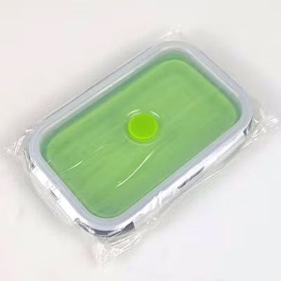 ACEBON Kotak Makan Lunch Box Foldable Silicone Single Layer 800ml - TN99 - Green — gambar 5