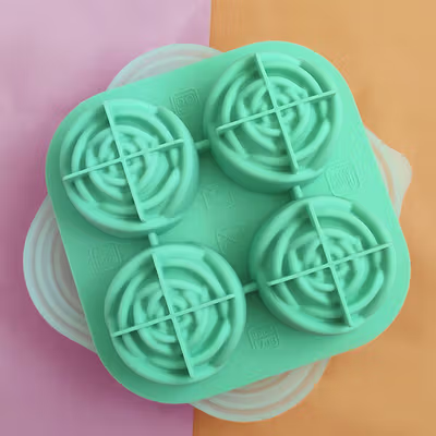 KoMall Cetakan Es Batu Silikon Mawar 4 Grid Ice Cube Mold - K400 - Green — gambar 5