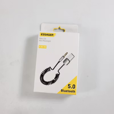 ESSAGER Audio Bluetooth Receiver Adapter 5.0 USB AUX Spring Wire - EB01 - Gray — gambar 5