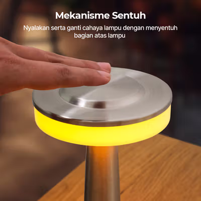 TaffLED Lampu Meja Hias Touch LED USB Rechargeable Tri Color 1W - BRF5 - Silver — gambar 5