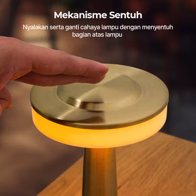 TaffLED Lampu Meja Hias Touch LED USB Rechargeable Tri Color 1W - BRF5 - Golden — gambar 5
