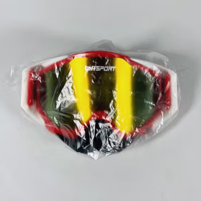 TaffSPORT Kacamata Helm Motor Goggles UV400 Protection Windproof Reflective - UV400 - White/Red — gambar 5