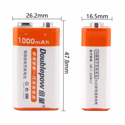 Doublepow Baterai Isi Ulang 9V Rechargeable Li-Ion 1000mAh 1 PCS - White — gambar 5