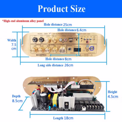 WOOPKER Amplifier Board Audio Bluetooth USB 2.1 Channel 12-24V - D900 - Golden — gambar 5