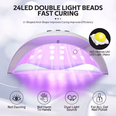 SUN Pengering Kutek UV Lamp Nail Dryer Sensor LCD Display 72W 24 LED - S4 - White — gambar 5
